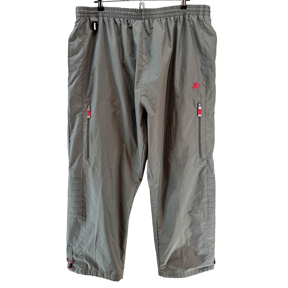 STARTER Vintage‎ Y2K Men's Cargo Wide Leg Lined Track Pants • 2X • gray, red